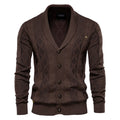 Cotton Argyle Cardigan Men Casual Single Breasted Solid Business Cardigans Winter Sweater Man