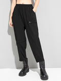 High Elastic Waist ‘black Button Long Harem ’Trousers New Loose Fit Pants Women Tide Spring Autumn