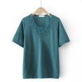 T-Shirt For Women Clothing Ice Knit Embroidery Tops Loose And Casual Curve Tees Summer