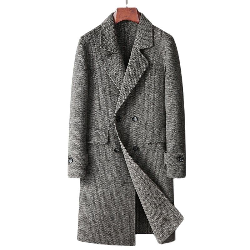 Autumn high quality wool long trench coat men male jackets overcoat