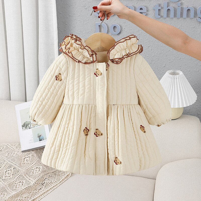 Autumn and Winter Tops Children Clothing Baby Girls Outerwear Casual Plus Velvet Thicken Infant Hooded Coats Kids Clothes