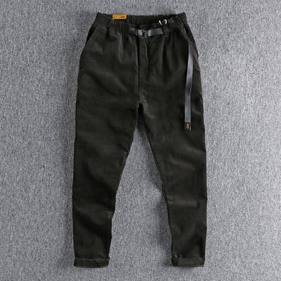 Corduroy Fabric Workwear Casual Pants Men Youth Slim Fit Pants