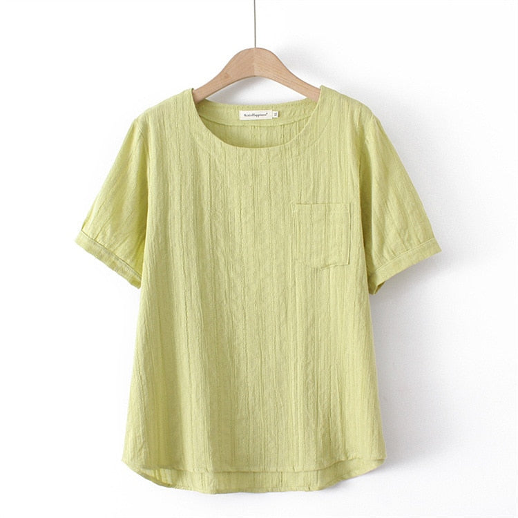 T-Shirt For Women Clothing Jacquard Hollow Out Thin Tops Casual Single Pocket Curve Tees Summer