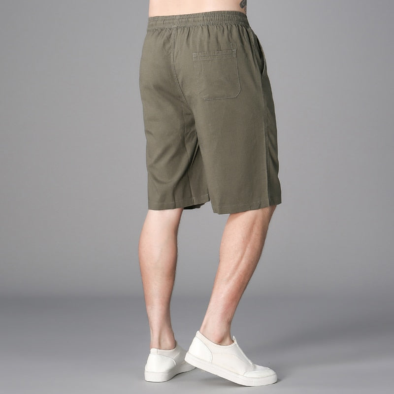 Cotton Linen Shorts for Men Summer Casual Solid White Loose Boardshorts Male Classic Drawstring Shorts