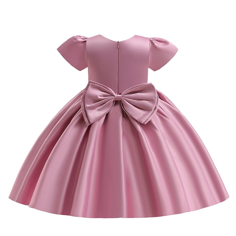 Little Bridesmaid Clothes Evening Dresses Kids  For Girl Children Costume Lace Princess Flower Clothing White Pink Gown