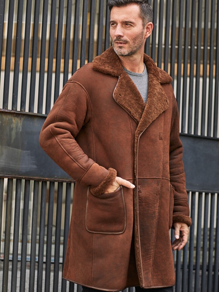 Arrival Original Ecology Genuine Leather Jacket Men Long Trench Shearling Coat Thickened Real Sheepskin Overcoat