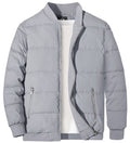 Winter Quilted Lined Bomber Jackets Mens Puffer Jackets Full Zip Casual Warm Coats Zipper Pockets Hiking Outwear Tops