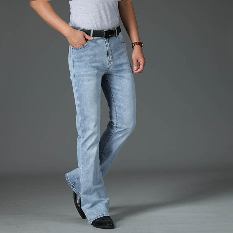 Men Four Seasons New High-Waist Flared Jeans High-End Loose Wide-Leg Casual Pants