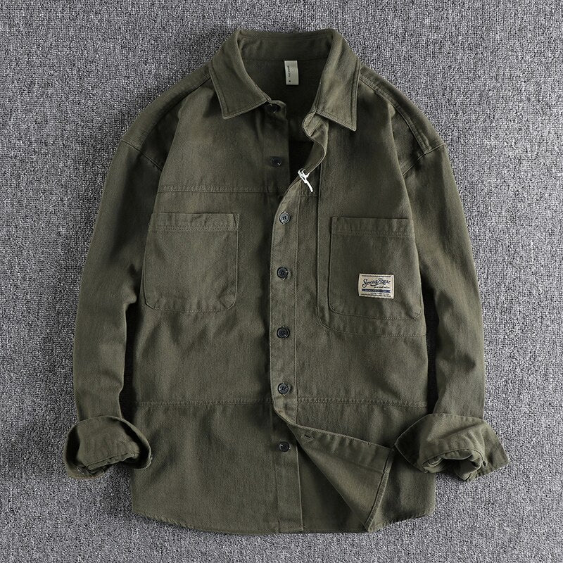 spring new work shirt men long-sleeved daily loose thin coat