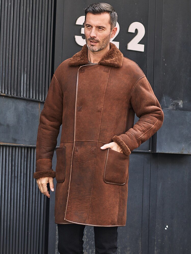 Arrival Original Ecology Genuine Leather Jacket Men Long Trench Shearling Coat Thickened Real Sheepskin Overcoat