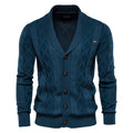 Cotton Argyle Cardigan Men Casual Single Breasted Solid Business Cardigans Winter Sweater Man