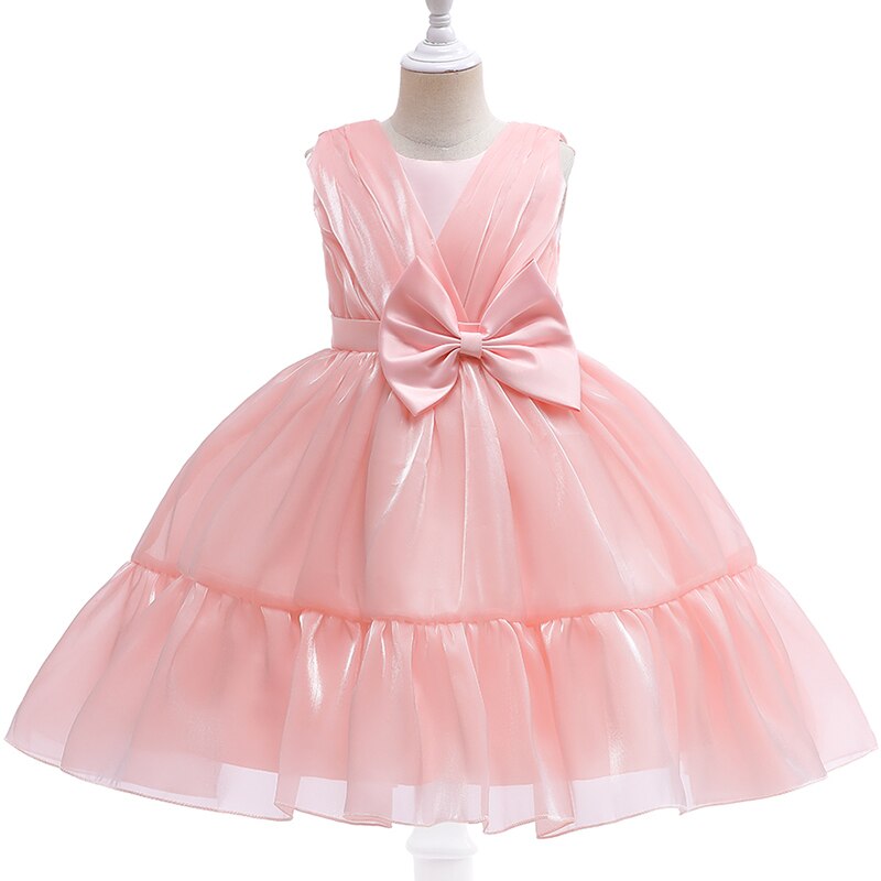 Pink Soft Velvet Flower Girls Wedding Dress Formal Ceremonies Ball Gown Kids Clothing Little Child Birthday Party Prom