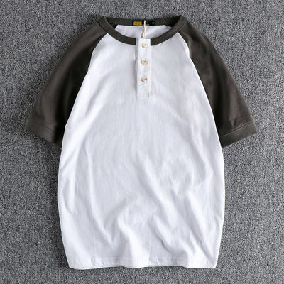 Summer product brushed cotton short-sleeved T-shirt Men raglan sleeve contrast half-sleeve