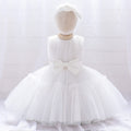 Wedding Party Baptism Prom Kids Clothes Pink White Toddler Lace Bow Dress Baby Girls Christening