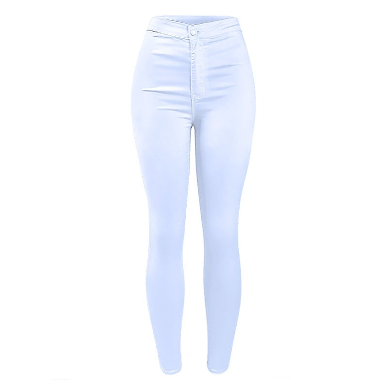 Summer Women`s High Waist White Basic Casual Stretch Skinny Denim Jean Pants Trousers Jeans For Women