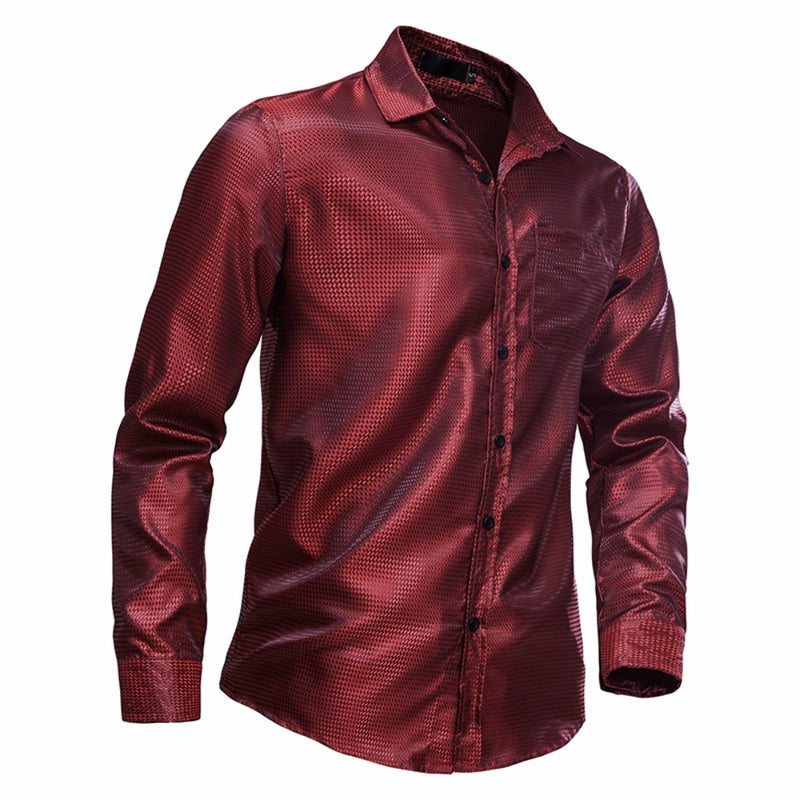 Mens Shirts Long Sleeve Slim Fit Disco Party Shirt For Men High Quality