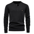 Henley Collar Men Sweaters 100% Cotton Solid Color Casual Men Pullovers New Autumn Thin High Quality Sweaters for Men