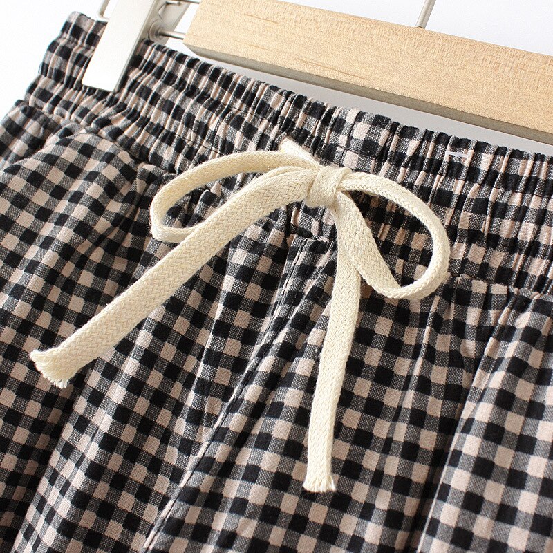 Oversized Summer Clothes For Women Harem Pants Washed Cotton Casual Plaid Pants