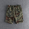 Classic camouflage casual shorts men drawstring, elastic waist, fashionable youth work clothes