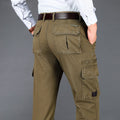 Winter Casual Pants For Men Business Straight Stretch Solid Loose Multiple Pockets Outdoor Male Trousers