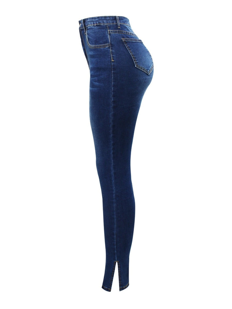 High Waisted Side Split Jeans Woman Stretchy Denim Pencil Pants Jeans For Women Clothing