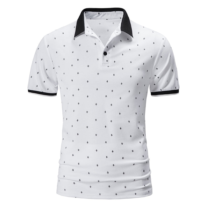 Summer Short Sleeve Basic Lapel Polo Shirt Men Sailboat T-Shirt Top