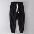 Men Casual Pants Spring Fall Trendy Premium Simple Loose Solid Drawstring Elastic Knitting Ankle Length Trouser