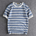 Summer Men Short Sleeve Striped Basics T-shirt Youth Trendy Stylish High Quality Cotton Casual Loose Tee Top