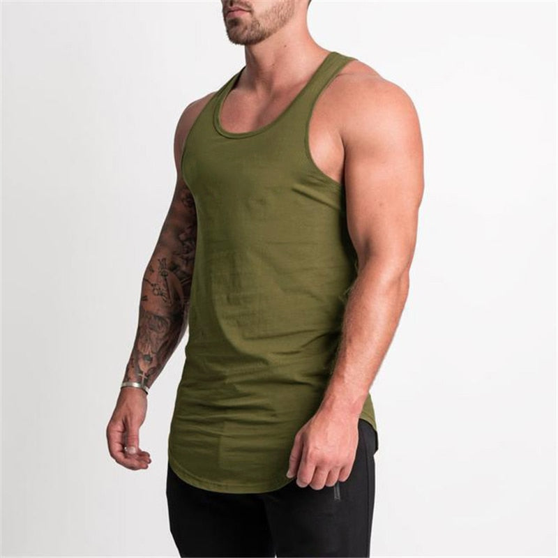 Solid Tank Top Men Stringer Tanktop Fitness Singlet Sleeveless Shirt Workout Man Undershirt Gym Clothing