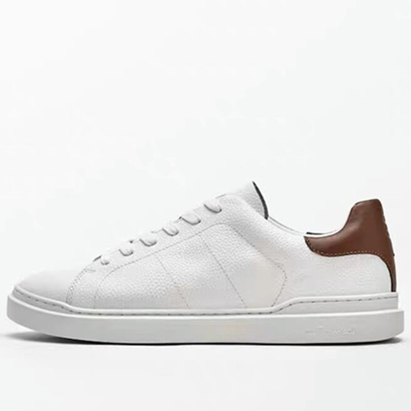 Pure White  Shoes Man Genuine Leather Casual Shoes Man Sneakers