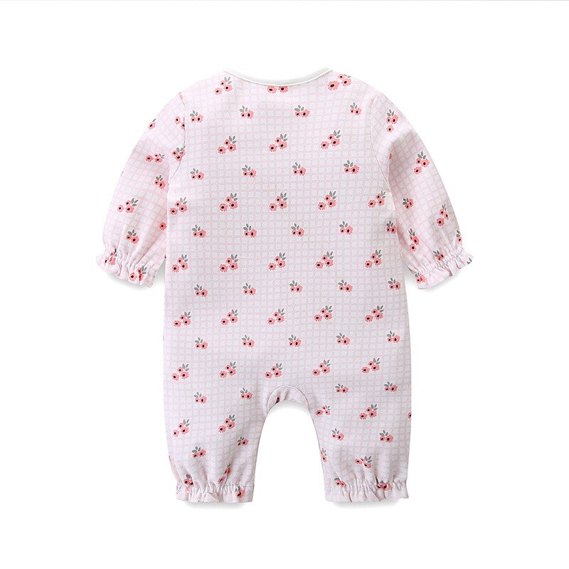 Spring and Autumn Children Clothing Infant One-piece Pink Toddler Romper Kids Jumpsuits Printing Lace Baby Girl Clothes