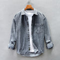 Denim Shirt for Men Autumn Winter New Cotton Outerwear Man Casual Pockets Decoration Solid Jackets Coats