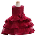 Wedding Flower Girls Costume Kids Sleeveless Backless Dress Cake Layers Tutu Prom Gown Children Princess Suit