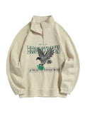 Hoodies for Men Fleece Lining Brooklyn Eagle Graphic Sweatshirt Unisex Turtleneck Hoodie Zipper Streetwear Pullover Sweats