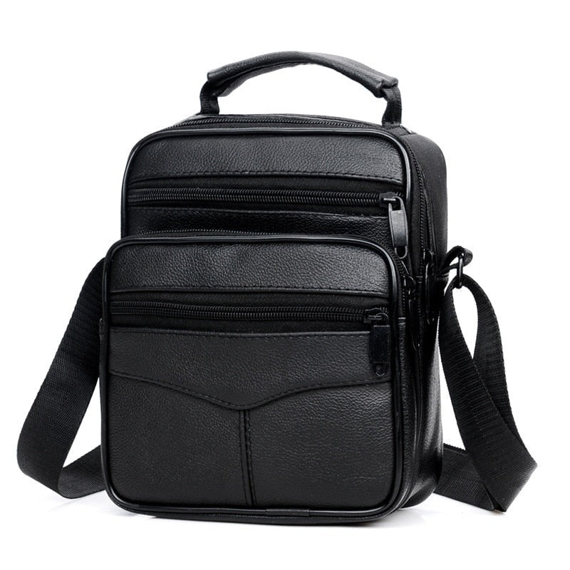 Male Black Crossbody Bag Luxury Leather Waterproof Handbag Businessmen Multifunctional Large Capacity Shoulder Bags