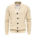 Men Fleece Cardigans Solid Color Single-breasted Casual Long-sleeved Knitted Sweater New Winter Sweaters Men