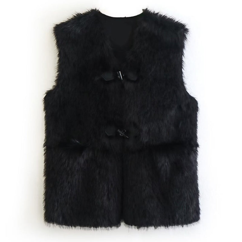 Vintage Artificial Fur Warm Vest Women Jacket