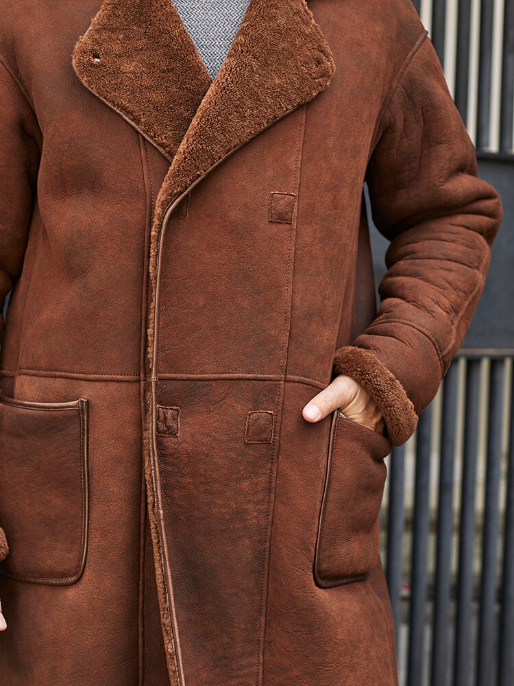 Arrival Original Ecology Genuine Leather Jacket Men Long Trench Shearling Coat Thickened Real Sheepskin Overcoat