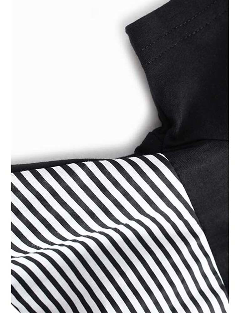 Women Black Dot Striped Big Size Casual T-shirt New Round Neck Short Sleeve Tide Spring Summer