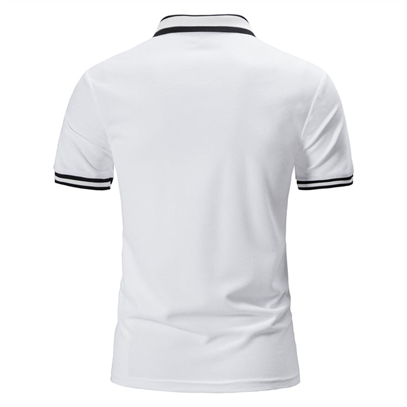 Summer Short Sleeve Basic Lapel Polo Shirt Men Rose Embroidered T-Shirt Top