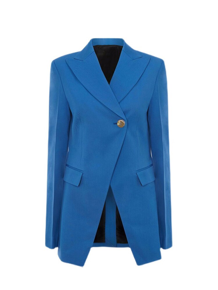 Women Blazer Solid Single Button Elegant New Lapel Long Sleeve slim Fit Jacket Tide Spring