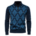 Men Sweaters Cotton Mock Neck Zipper Patchwork Pullover Men Winter High Quality Warm Sweaters for Men