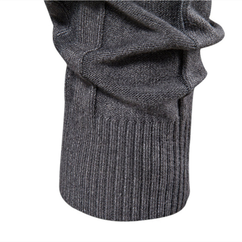 Slim Fit Pullovers Turtleneck Men Casual Basic Solid Color Warm Striped Sweater Mens New Winter Sweaters Male