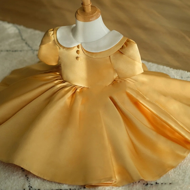 Flower Girl Royal Dress Kids Birthday Baptism Dresses For Children Elegant Big Bow Frocks Girls Boutique Party Wear Dresses