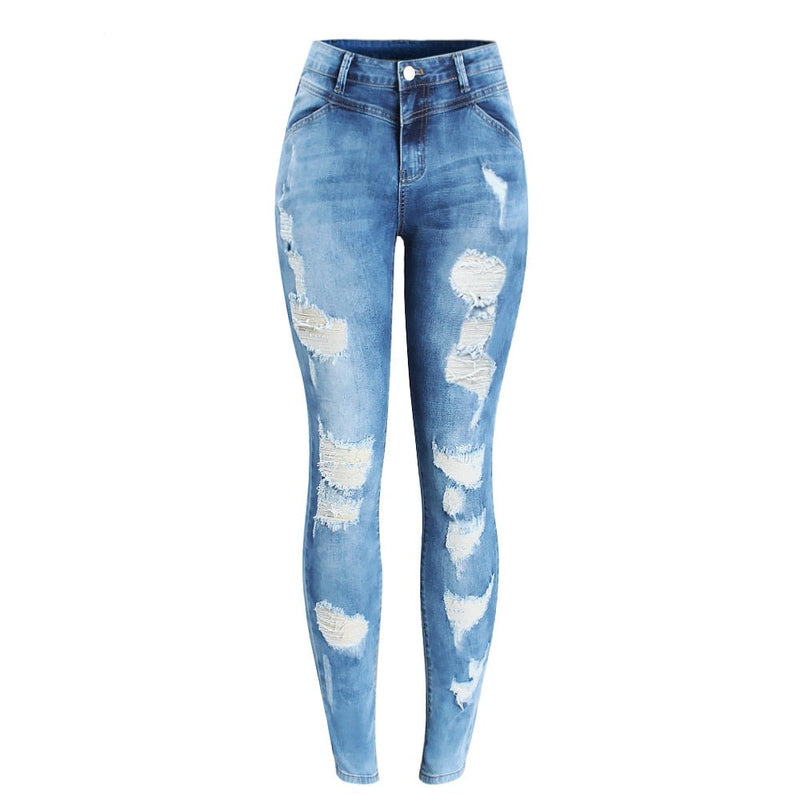 Trend Distressed Women`s Jeans Denim Streetwear Female Pants Trousers For Girl