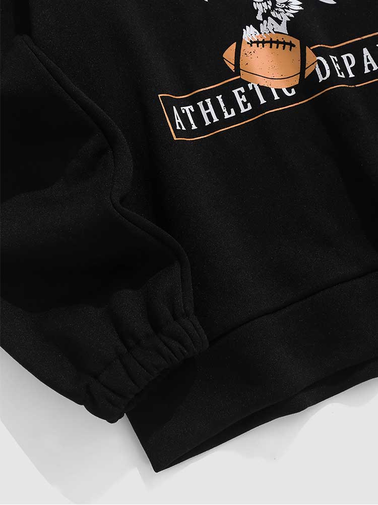 Hoodies for Men Fleece Lining Brooklyn Eagle Graphic Sweatshirt Unisex Turtleneck Hoodie Zipper Streetwear Pullover Sweats