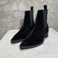 Handmade suede leather Sole Boots desert high heel wedge men