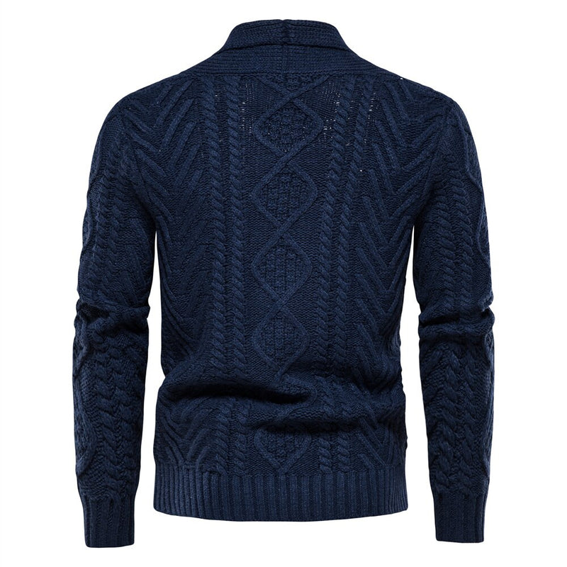 Men Fleece Cardigans Solid Color Single-breasted Casual Long-sleeved Knitted Sweater New Winter Sweaters Men