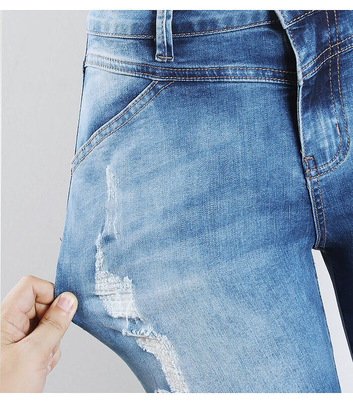 Trend Distressed Women`s Jeans Denim Streetwear Female Pants Trousers For Girl