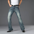 Mens Four Seasons New High-Waist Flared Jeans High-Quality Loose Wide-Leg Casual Pants